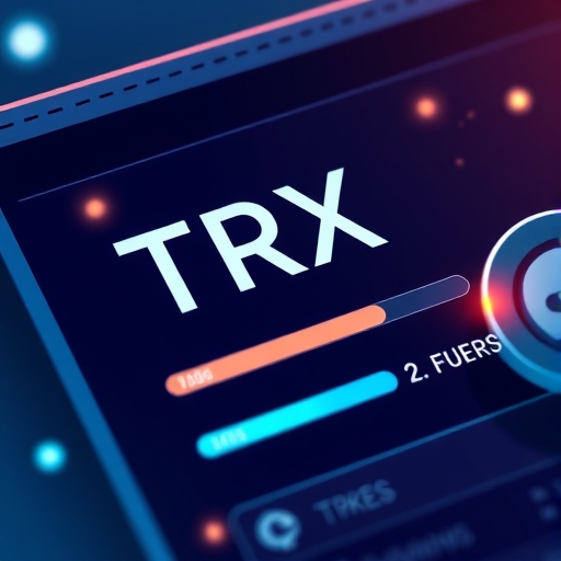 A close-up illustration of a digital wallet interface displaying TRX tokens and progress bars for bandwidth and energy resources in the TRON ecosystem