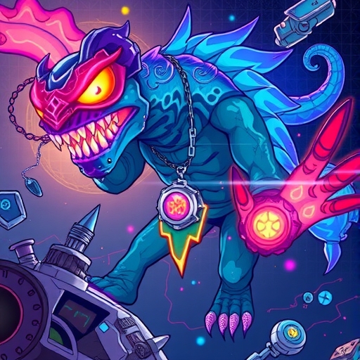 A vibrant illustration featuring Crypto's mythic skin Apex Shifter in its evolved stages alongside his Biometric Tool heirloom with glowing energy effects