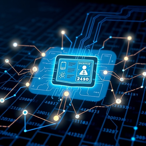 Artistic visualization of Chainlink smart contract integration with real-world data streams for secure oracle functionality