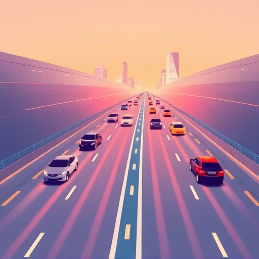 Futuristic digital highway illustration representing Hedera Hashgraph's high-speed and efficient transaction processing for enterprise blockchain alternatives