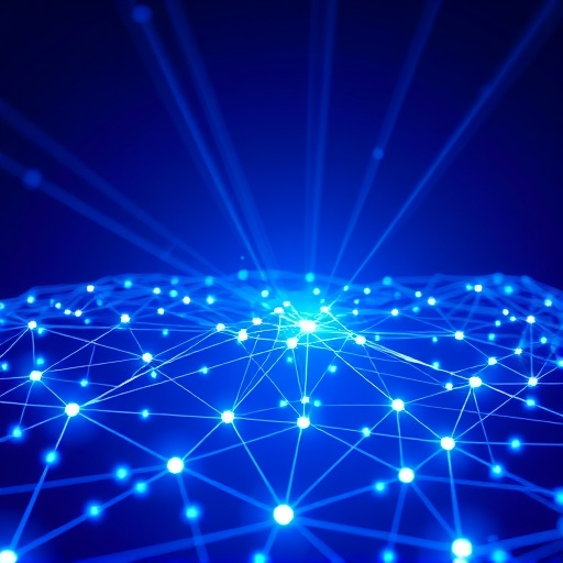 Abstract blockchain visualization of Toncoin infinite sharding and multi-layered architecture