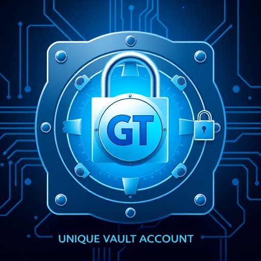 Stylized secure digital vault illustration with GateToken GT token emphasizing Vault Account asset protection in GateChain