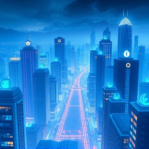 Digital cityscape of decentralized apps and smart contracts on Ethereum Classic blockchain