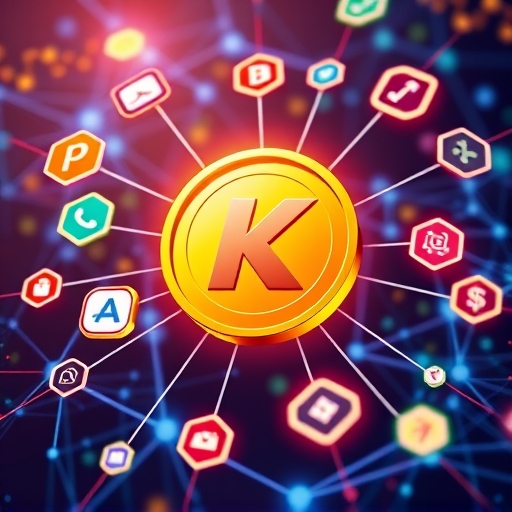 KuCoin Token (KCS) as central hub connecting decentralized apps and smart contracts in a digital network