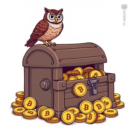 Stylized secure vault overflowing with OKB tokens, representing OKB tokenomics buyback burn and value storage in OKX ecosystem