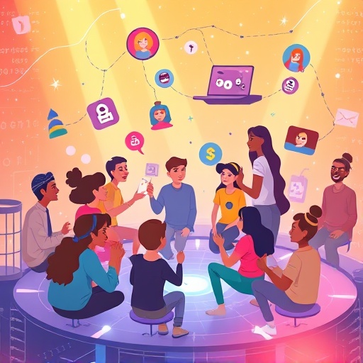 Whimsical cartoon of people sharing meme NFTs on MemeCore blockchain interface highlighting Proof of Meme engagement