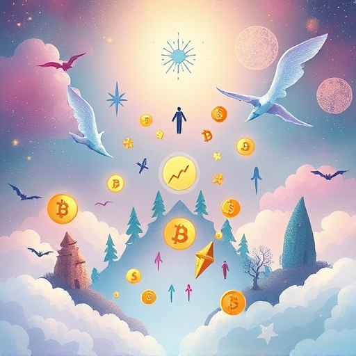 Whimsical illustration of top TradingView crypto indicators like LuxAlgo, RSI, and Bollinger Bands as guiding tools for 2026 bull run trading