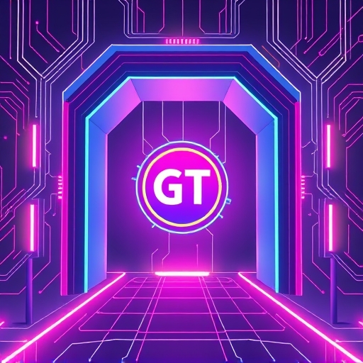 Illustration of a digital gateway opening with GateToken GT at center symbolizing access utility innovation in Gate.io ecosystem
