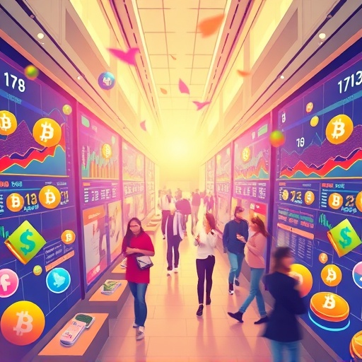 Vibrant illustration of Uniswap decentralized exchange with colorful cryptocurrency icons and seamless wallet transactions