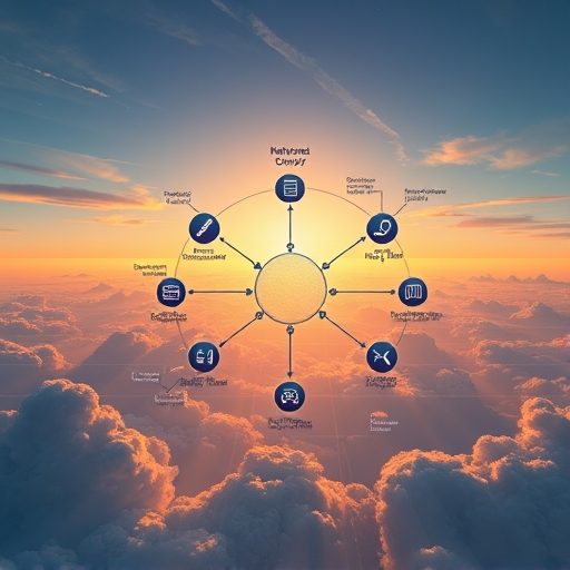 Imaginative illustration of Sky Protocol modular governance with SubDAOs Stars and USDS stablecoin ecosystem
