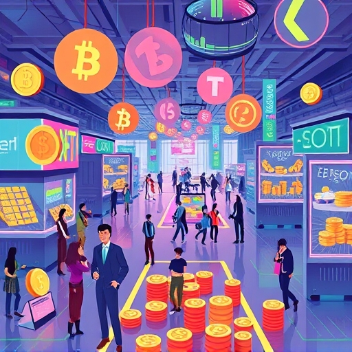 Futuristic NFT marketplace on leading blockchains highlighting speed scalability and high-volume trading