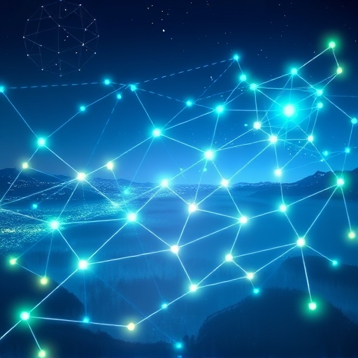 Vibrant digital supply chain network powered by AI showing interconnected nodes and predictive analytics for logistics optimization