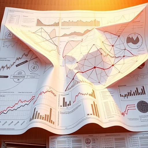 Illustration of a complex blueprint unfurling with intricate blockchain diagrams and financial graphs for crypto whitepaper analysis