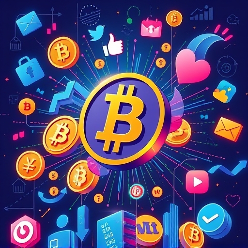 Illustrative art of meme coins transforming into social media icons, highlighting the blend of digital currency and viral internet culture