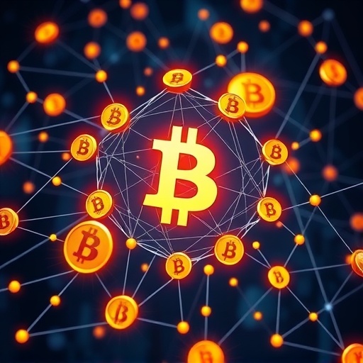 Stylized depiction of Cronos CRO digital coins transforming into interconnected blockchain nodes emphasizing tokenomics scalability and community growth