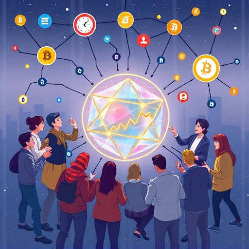 Whimsical illustration of crypto traders using risk management for successful swing trading in volatile markets