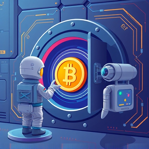 Secure cold storage in best crypto apps 2026 with user placing assets in digital vault