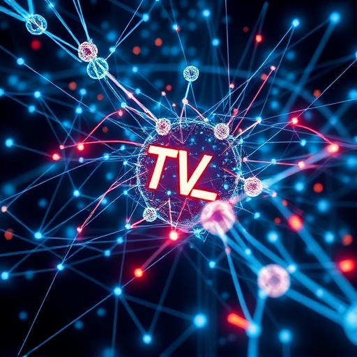 Abstract illustration of interconnected digital nodes and flowing capital streams symbolizing TVL calculation components in DeFi