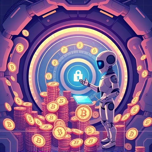 Secure digital vault illustration overflowing with cryptocurrencies ideal for beginner investors on top US exchanges