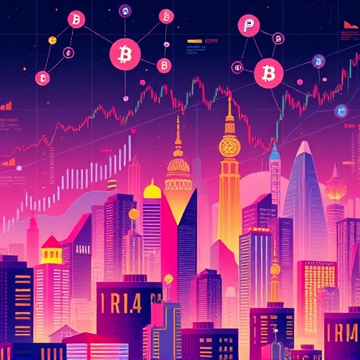 Stylized illustration of financial charts intertwined with blockchain nodes showcasing altcoin growth sectors like AI and RWA for 2026