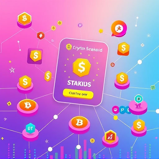 Vibrant UI illustration of CRO staking rewards and dApps in the expanding Cronos network