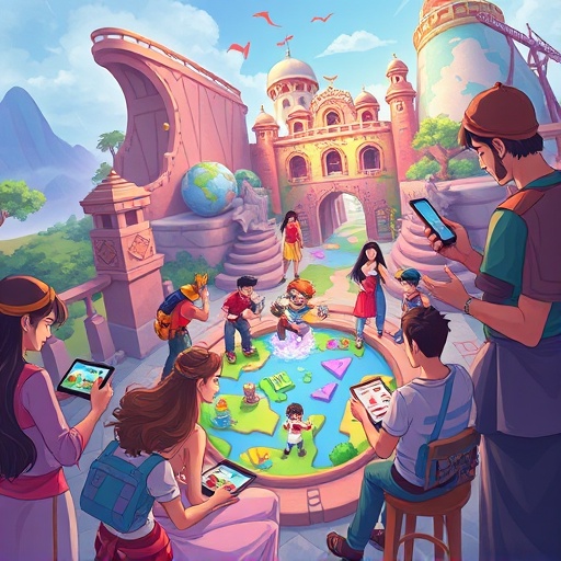Diverse players engaging with Solana Web3 games on mobile and desktop platforms featuring seamless NFT trading and vibrant metaverses
