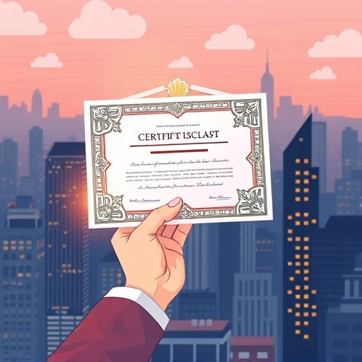 Glowing blockchain certification in hand symbolizing top skills in smart contracts and cryptography