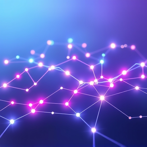 Futuristic blockchain network illustration showing Solana's Proof of History with energy streams and cracks symbolizing frequent network outages and instability