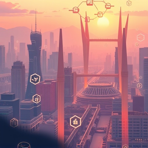 Futuristic cityscape representing Ethereum catalysts like L2 scalability and institutional growth in 2026