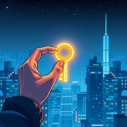Illustration of a person holding a glowing digital key representing blockchain security and crypto wallet financial sovereignty in 2026